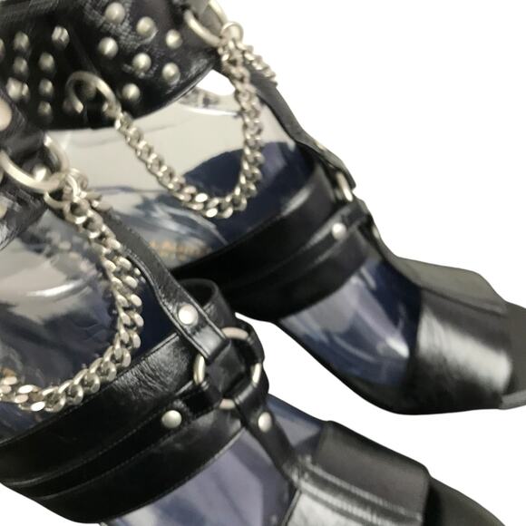 Saint Laurent Stud Strap Fetish Ankle Sandals Womens US10 EU40 Black Calfskin - Picture 7 of 8